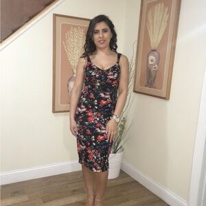 Express Floral Black crop top and midi skirt